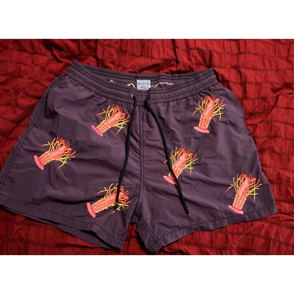 Les Canebiers Swim Shorts Mens 3XL Purple Embroidered Lobsters